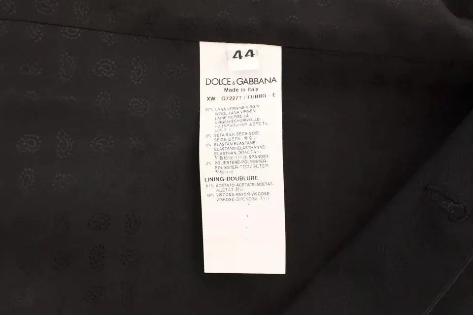 Étiquette d’entretien blanche dolce & gabbana taille 44 avec laine viscose élasthanne polyester pour gilet noir en laine et soie
