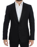 Veste noire dolce gabbana en laine et soie avec col cranté et deux boutons avant tailored pour homme