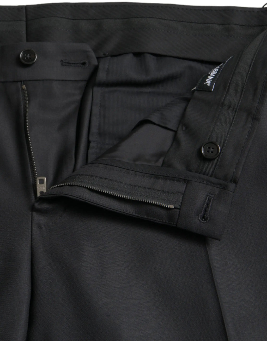 Pantalon slim noir dolce & gabbana en laine et soie avec design élégant et coutures discrètes