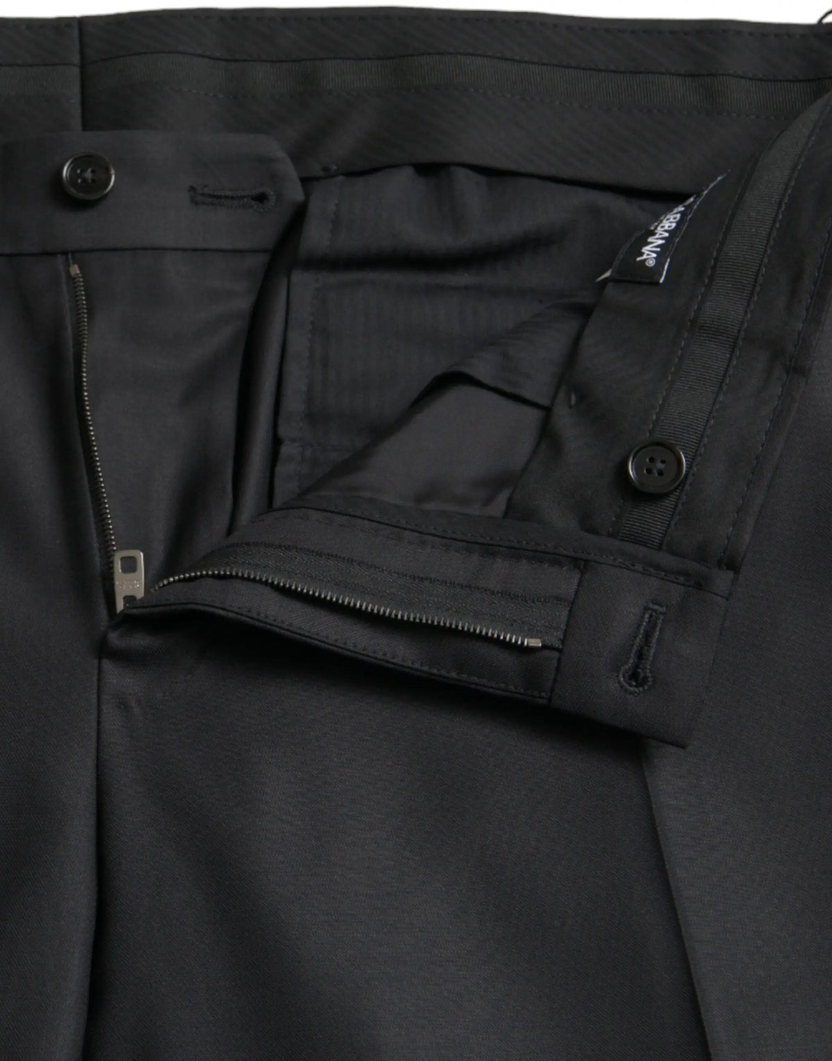 Pantalon slim noir dolce & gabbana en laine et soie avec design élégant et coutures discrètes
