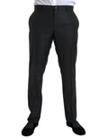 Pantalon habillé noir dolce & gabbana en laine et soie à coupe skinny avec pli subtil et ajustement élégant