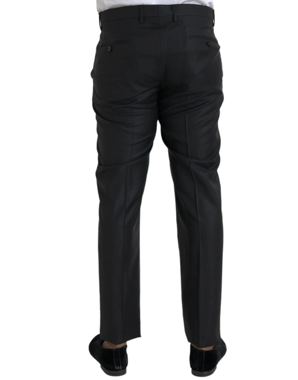 Pantalon habillé dolce & gabbana noir en laine et soie avec coupe skinny et plis subtils