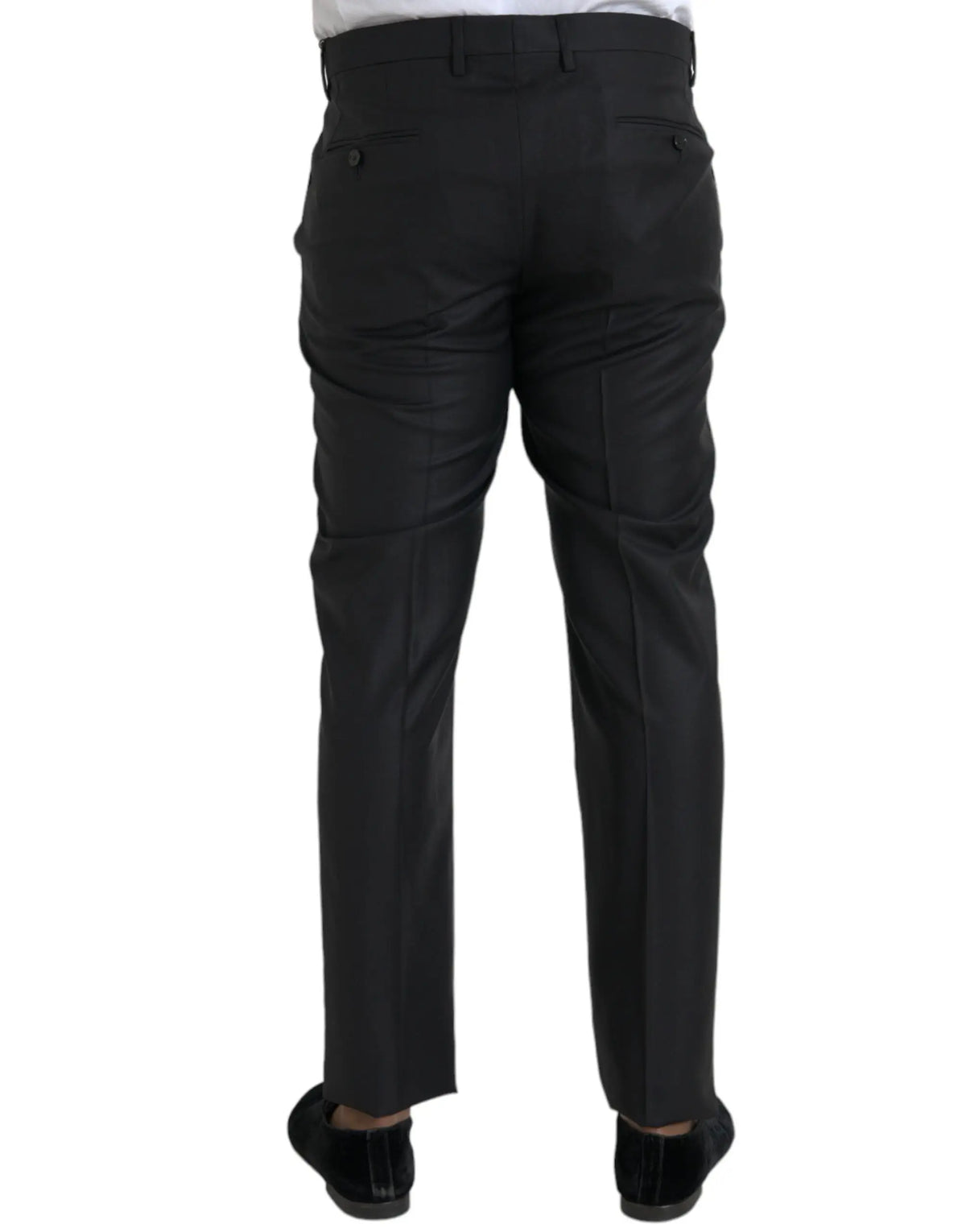 Pantalon habillé dolce & gabbana noir en laine et soie avec coupe skinny et plis subtils