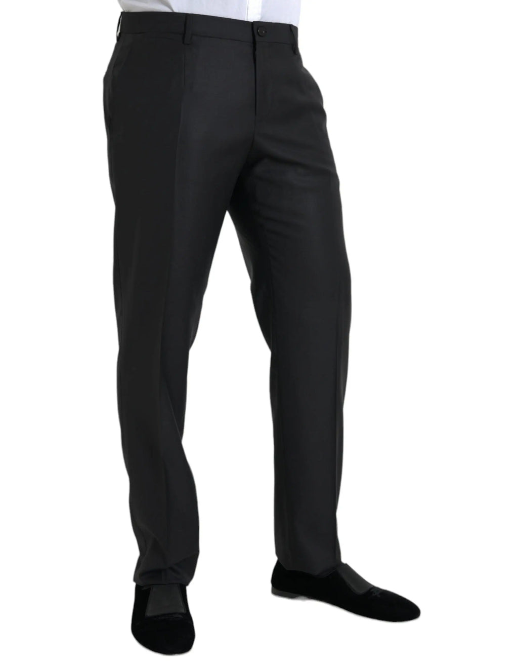 Pantalon habillé skinny noir en laine et soie dolce & gabbana avec coupe ajustée et plis subtils
