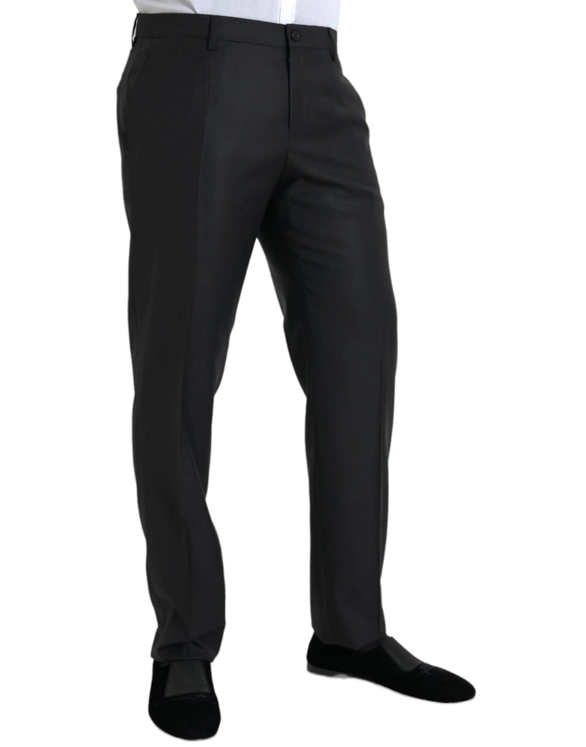 Pantalon habillé skinny noir en laine et soie dolce & gabbana avec coupe ajustée et plis subtils