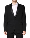 Veste de smoking noire dolce & gabbana en laine avec revers en satin et fermeture à un bouton