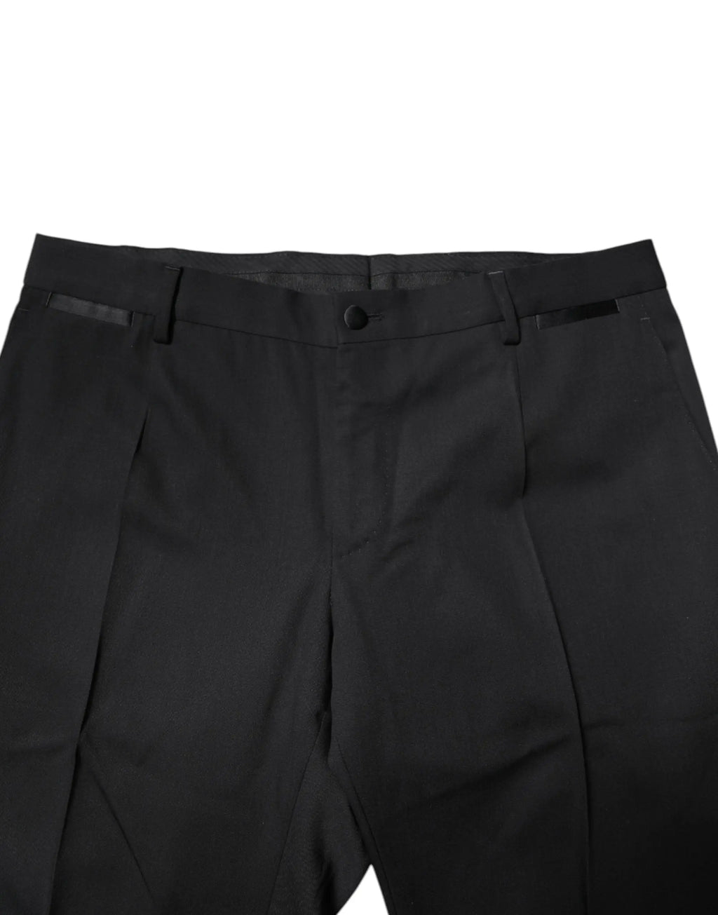 Pantalon plissé noir dolce & gabbana en laine avec coupe ajustée et détails de couture subtils, costume deux pièces simple boutonnage