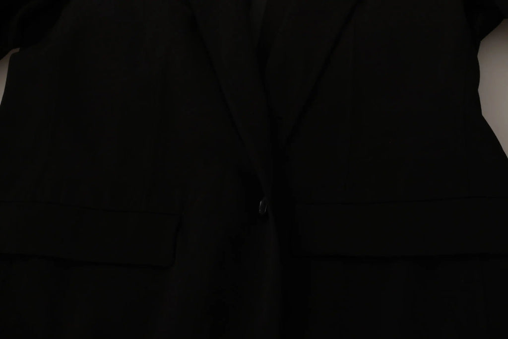 Blazer dolce & gabbana noir en laine avec fermeture à un bouton et épaules structurées