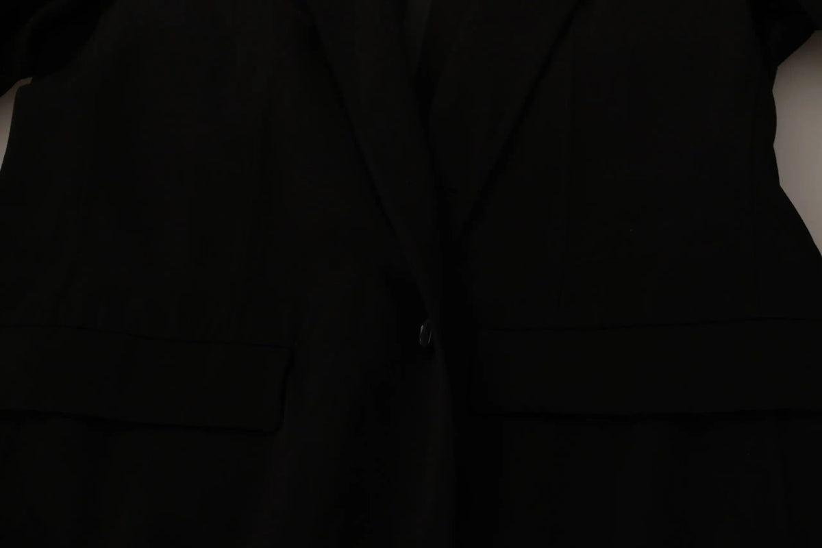 Blazer dolce & gabbana noir en laine avec fermeture à un bouton et épaules structurées
