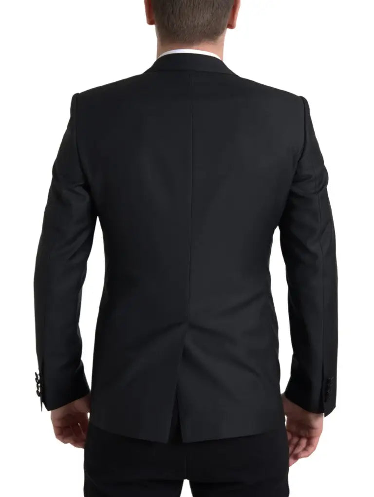Veste blazer martini noire en laine de dolce & gabbana avec design formel élégant et texture subtile