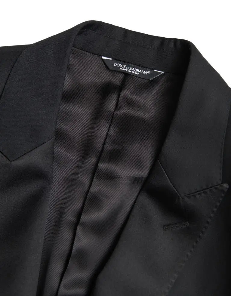 Veste dolce & gabbana martini noire en laine avec finition satinée et coupe précise pour homme
