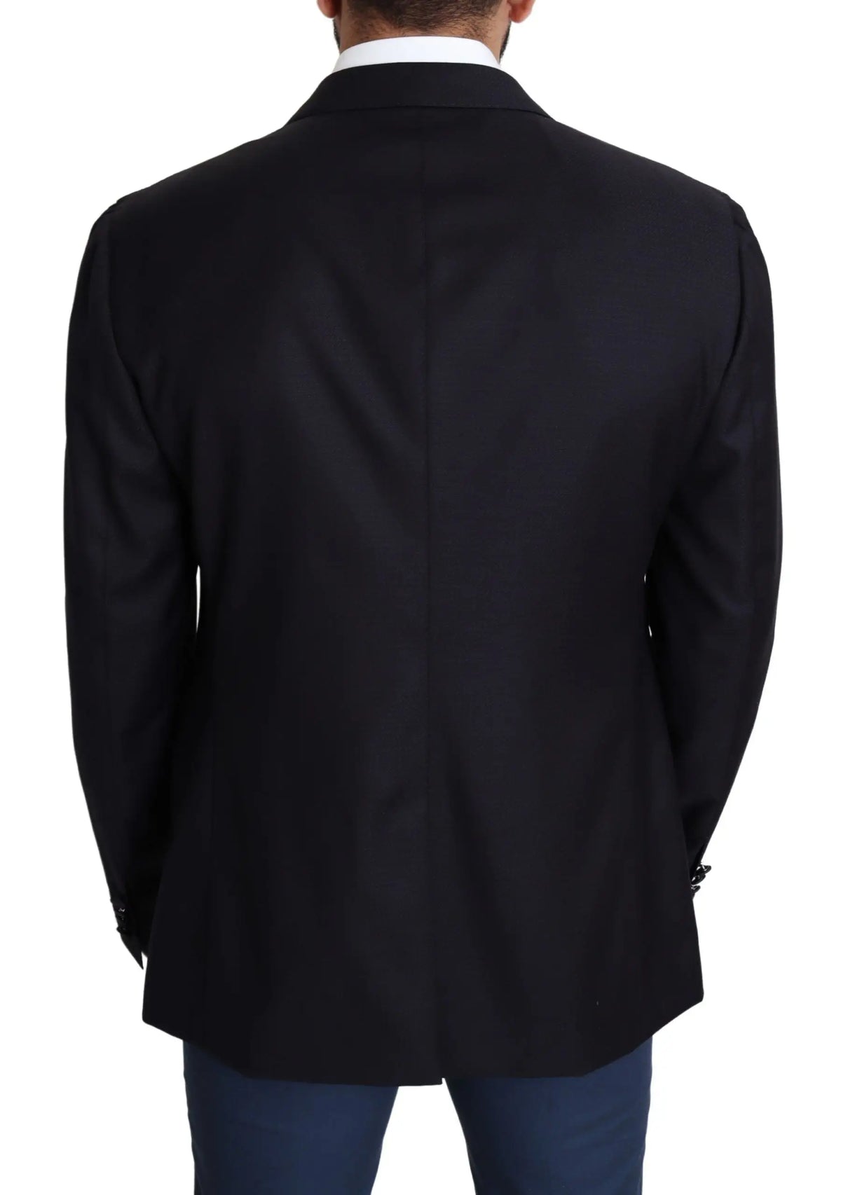 Veste de costume noire dolce gabbana en laine napoli avec design structuré et léger éclat subtil