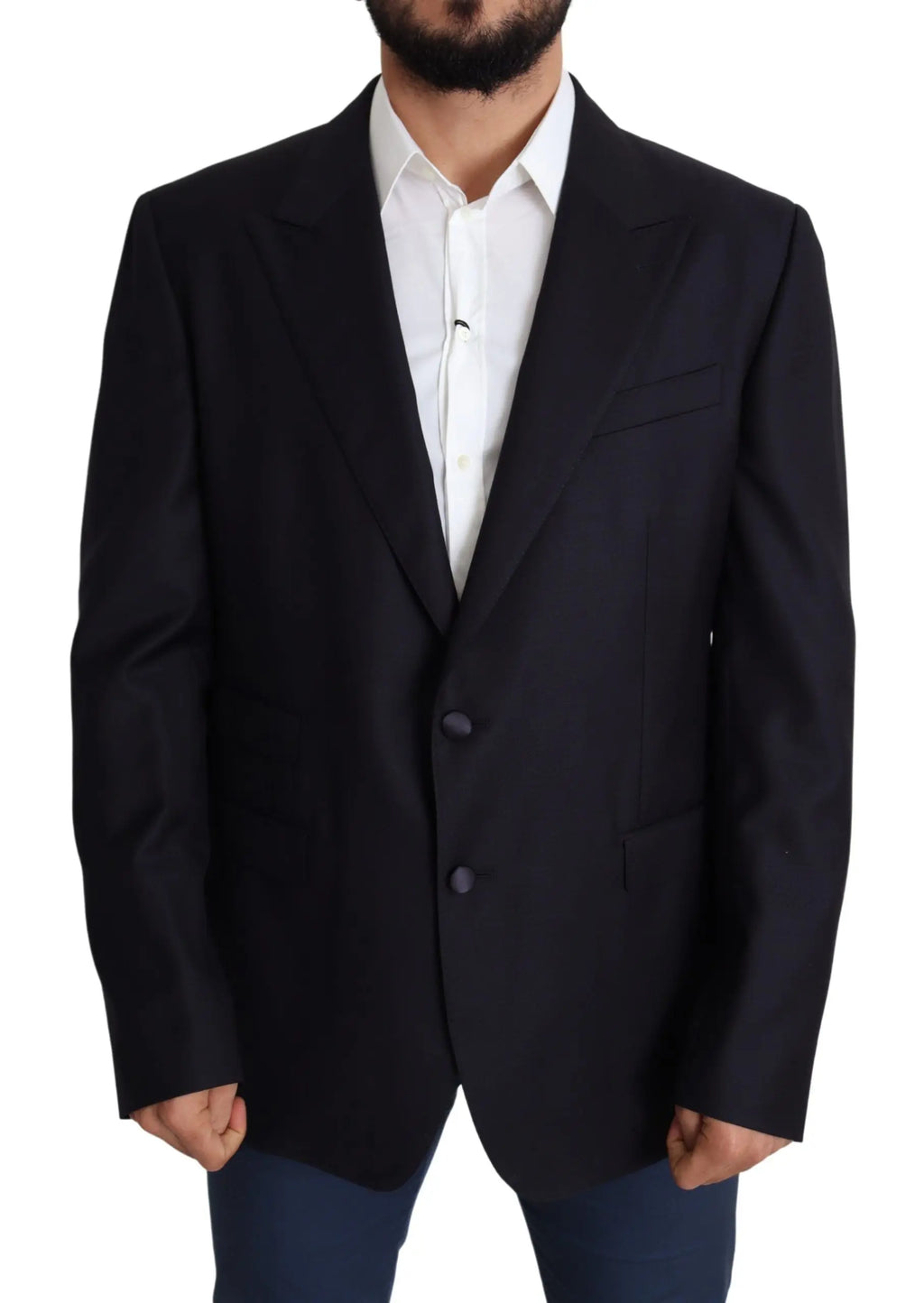 Dolce & gabbana blazer napoli en laine noir single-breasted avec deux boutons foncés et col cranté