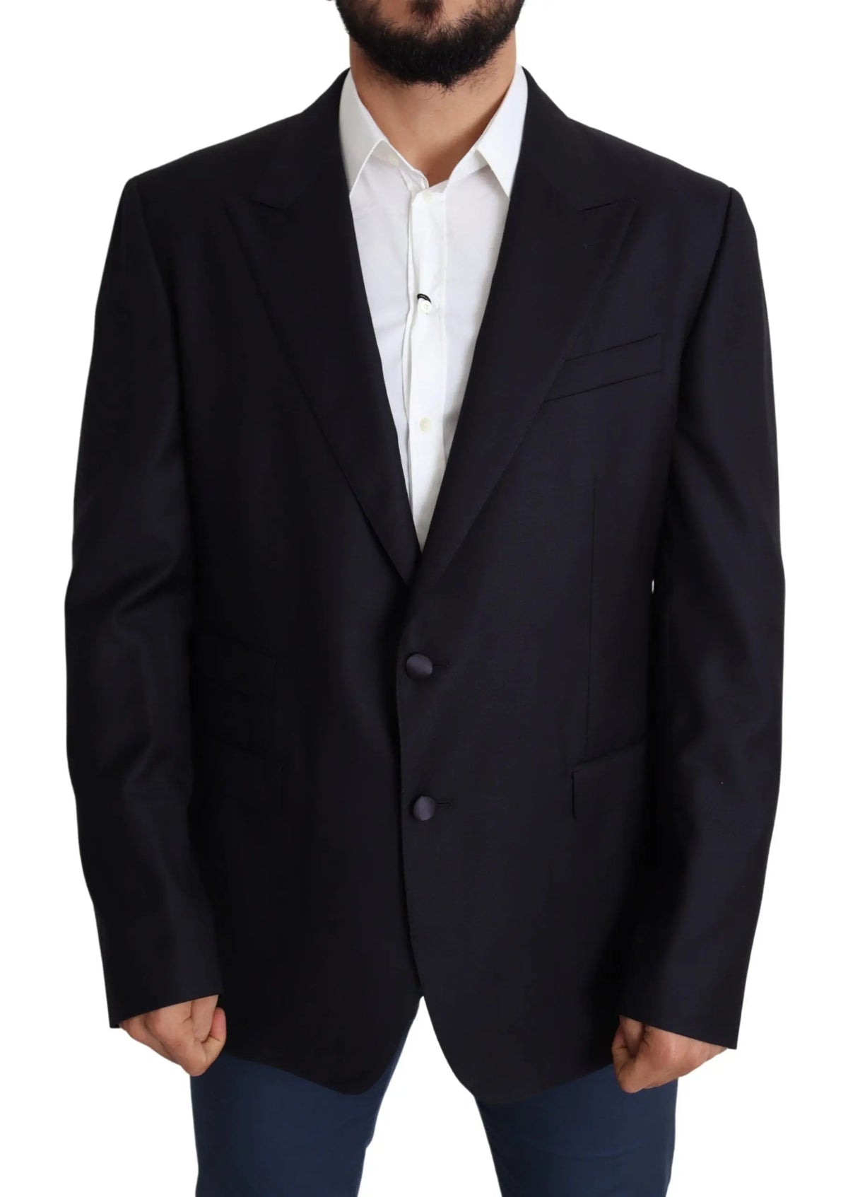 Dolce & gabbana blazer napoli en laine noir single-breasted avec deux boutons foncés et col cranté