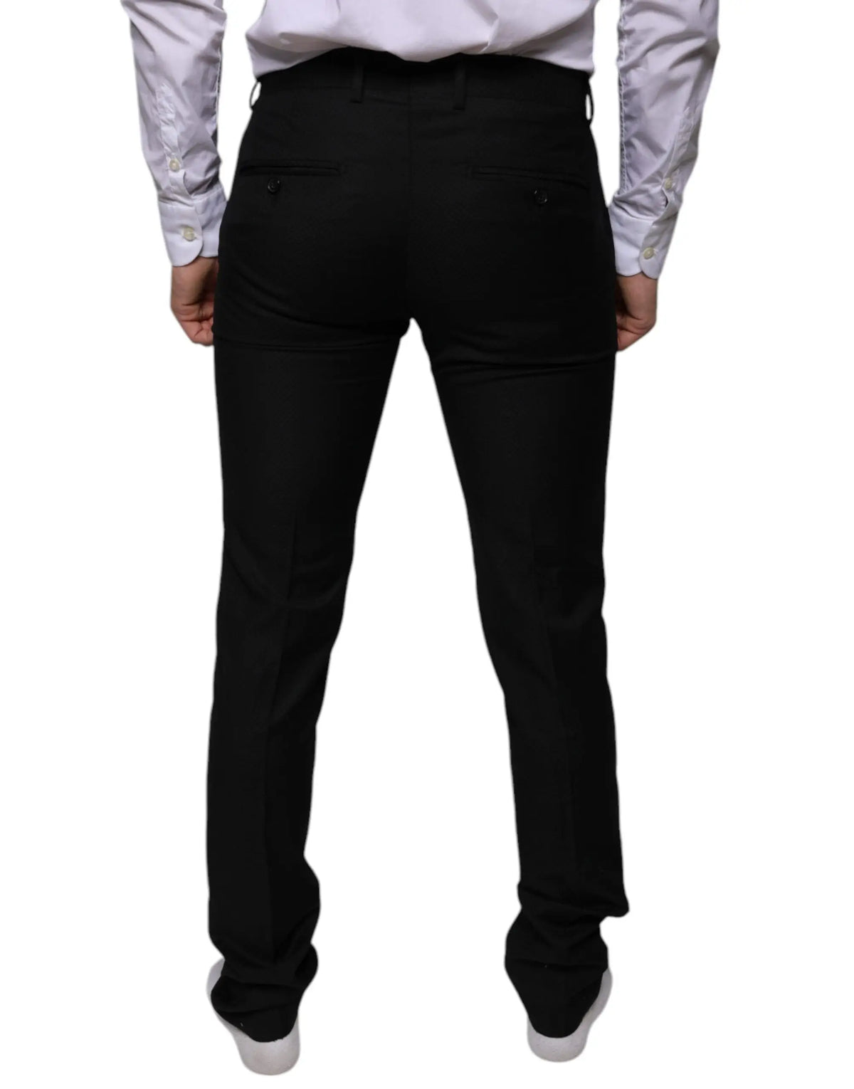 Pantalon formel noir dolce gabbana en laine coupe skinny avec jambes droites et coutures discrètes