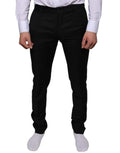 Pantalon slim noir dolce gabbana en laine lisse et ajusté pour tenue formelle