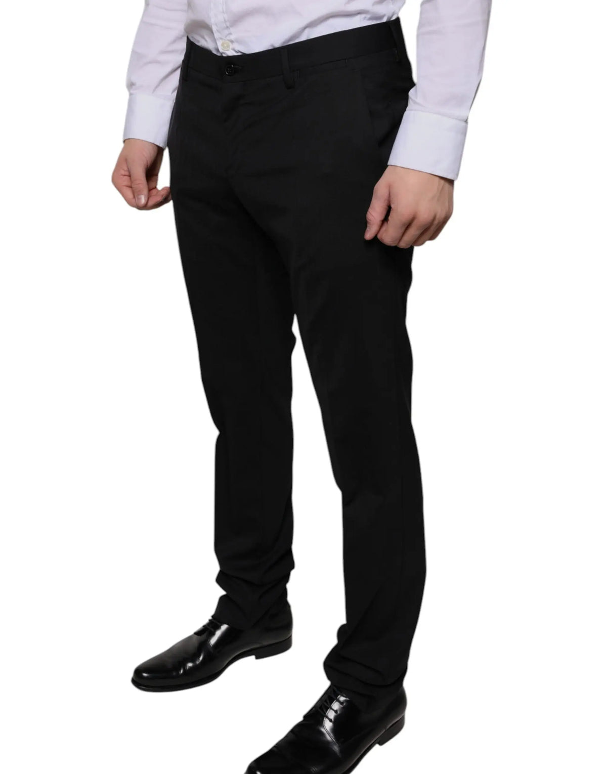 Pantalon noir en laine dolce & gabbana coupe skinny formelle avec pli subtil à la taille