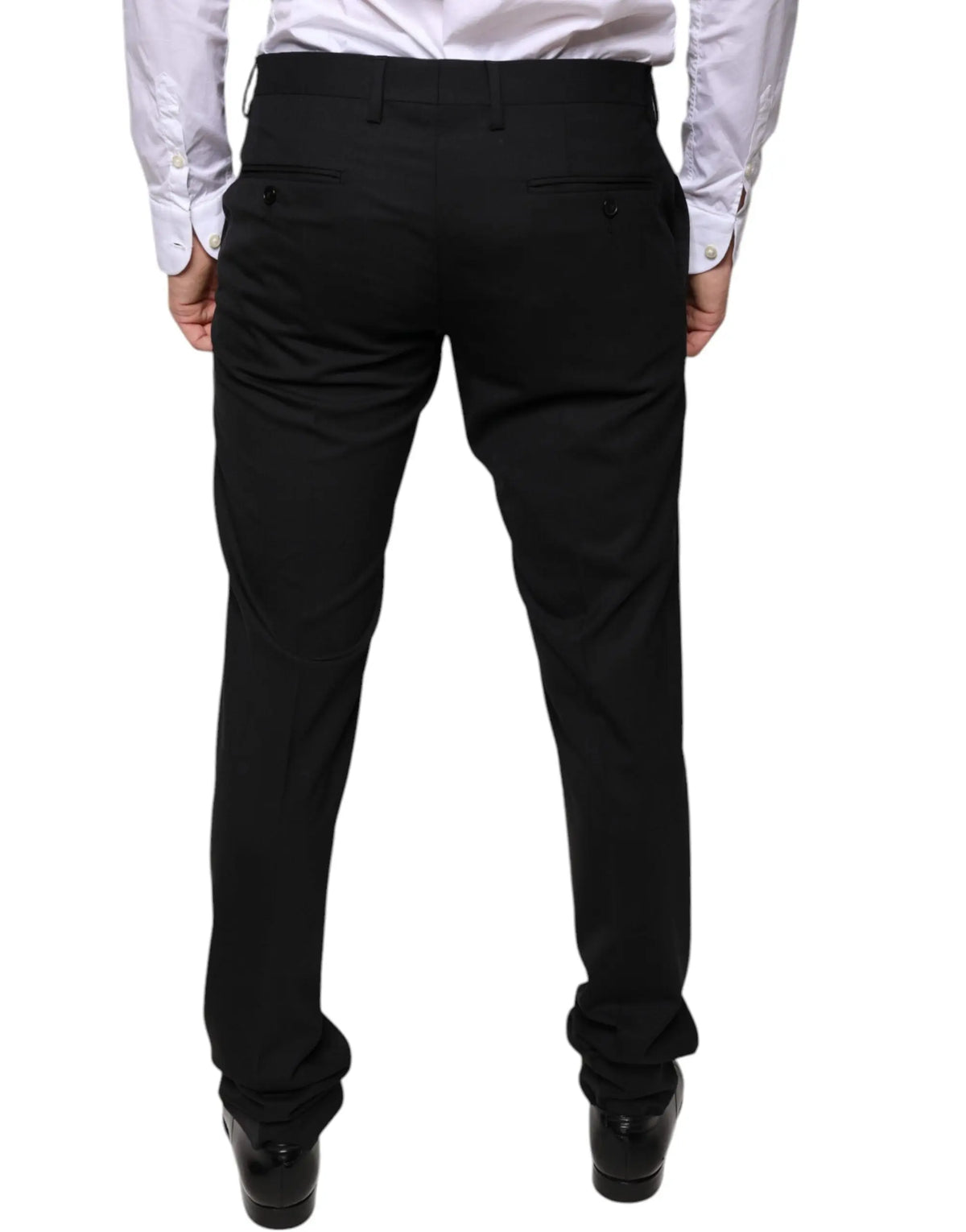Pantalon formel noir en laine dolce & gabbana coupe skinny avec finition élégante et coutures discrètes