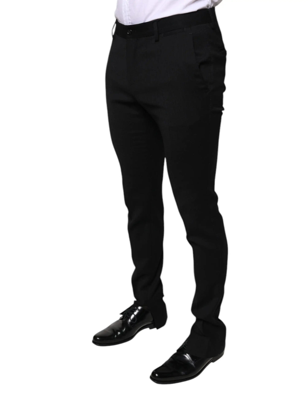 Pantalon habillé noir slim en laine dolce gabbana avec coupe ajustée et coutures discrètes