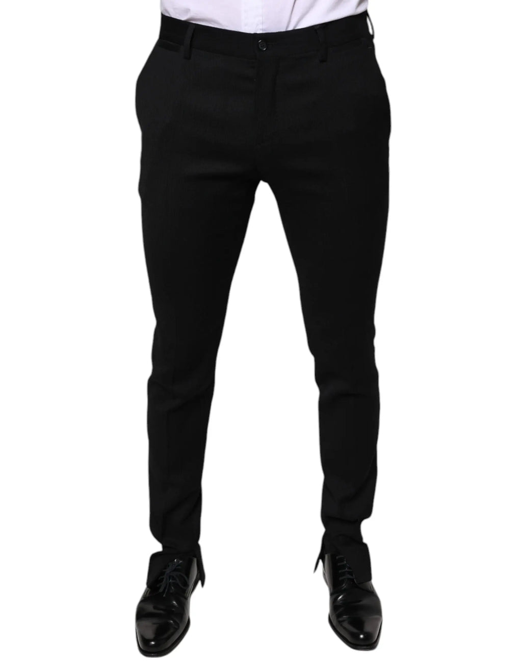 Pantalon noir en laine dolce & gabbana slim fit avec plis subtils pour tenue formelle élégante