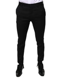 Pantalon noir en laine dolce & gabbana slim fit avec plis subtils pour tenue formelle élégante