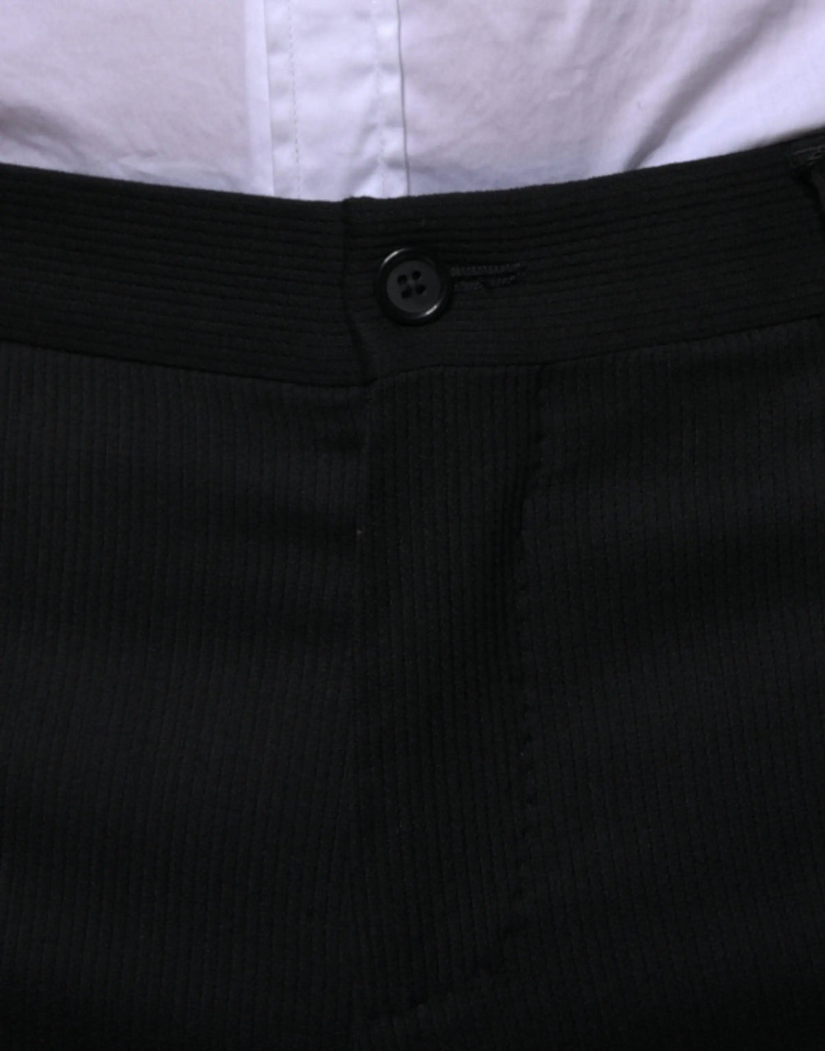 Pantalon formel noir dolce & gabbana en laine skinny avec texture et bouton assorti à la taille