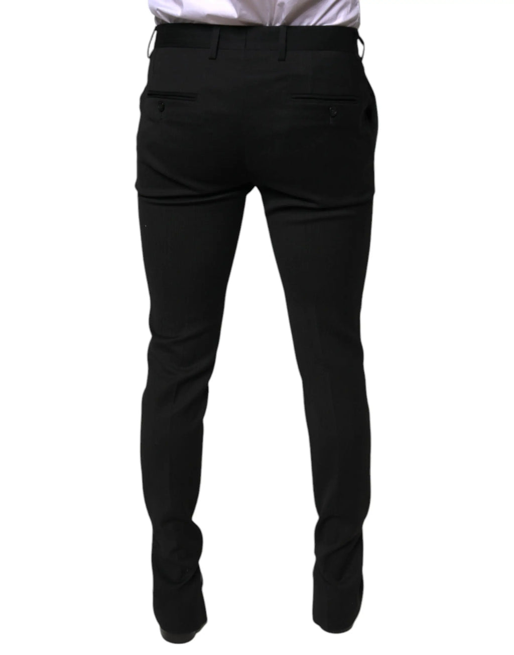 Pantalon habillé noir en laine dolce & gabbana slim avec une coupe ajustée et deux poches arrière vue de dos