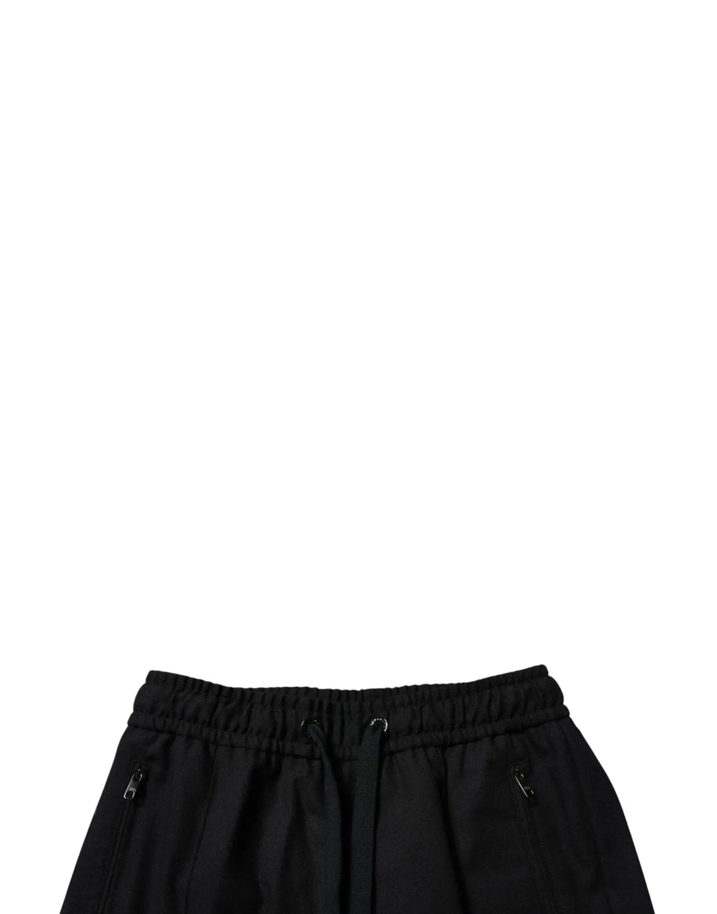 Pantalon jogging homme dolce gabbana noir en laine slim avec ceinture élastique et poches latérales zippées argentées