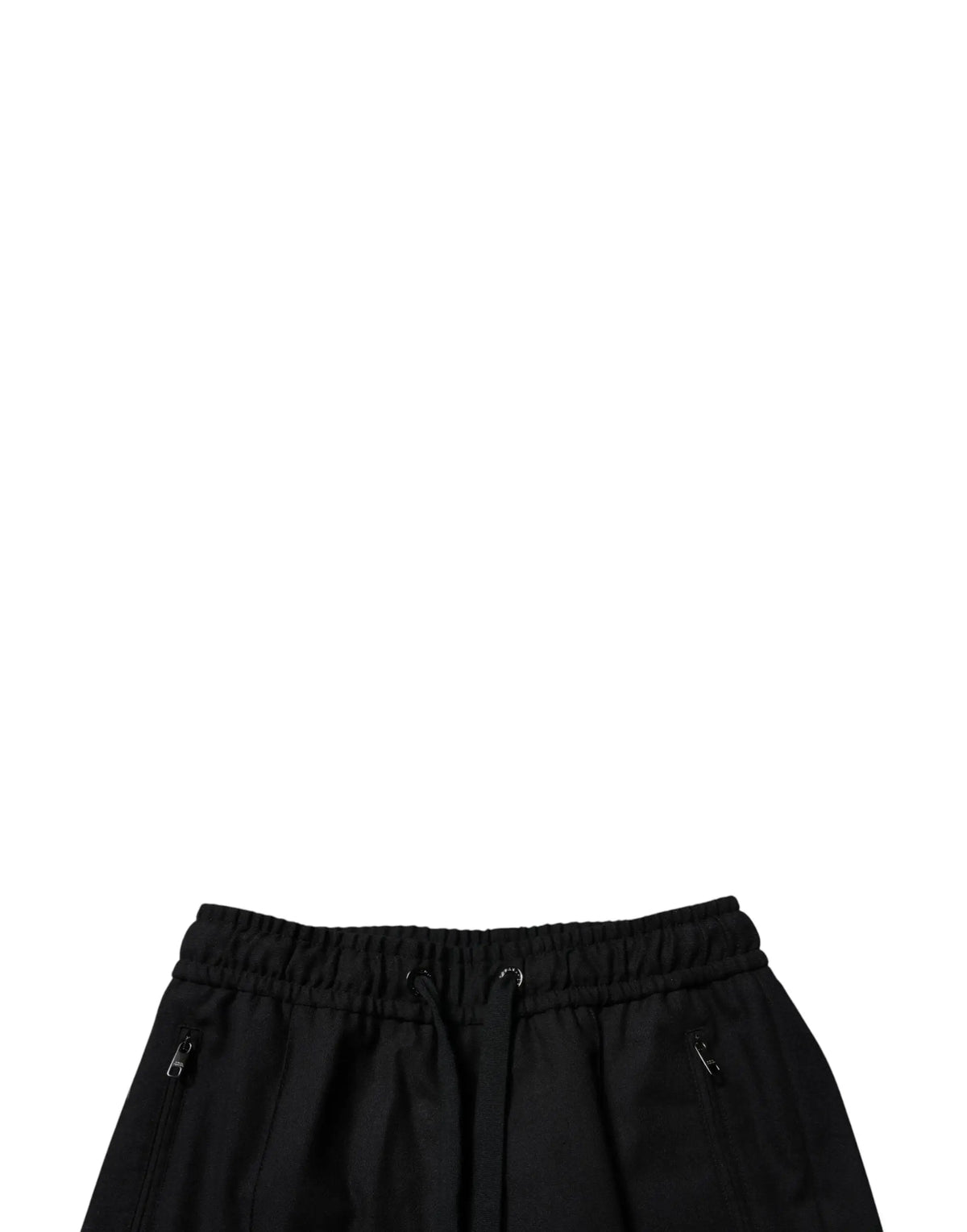 Pantalon jogging homme dolce gabbana noir en laine slim avec ceinture élastique et poches latérales zippées argentées