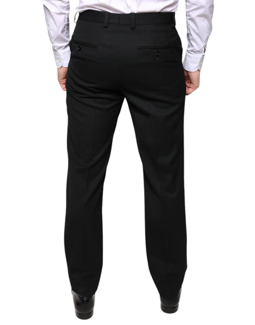 Pantalon habillé homme dolce & gabbana en laine noire coupe skinny avec plis subtils et jambes droites élégantes