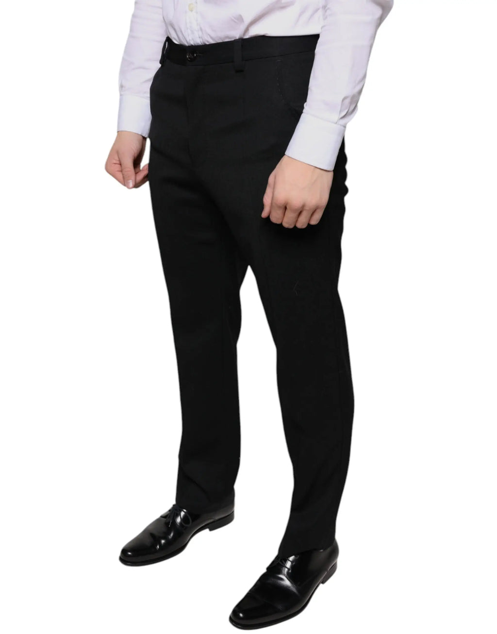 Pantalon habillé homme dolce & gabbana noir en laine avec coupe skinny et pli discret à la taille