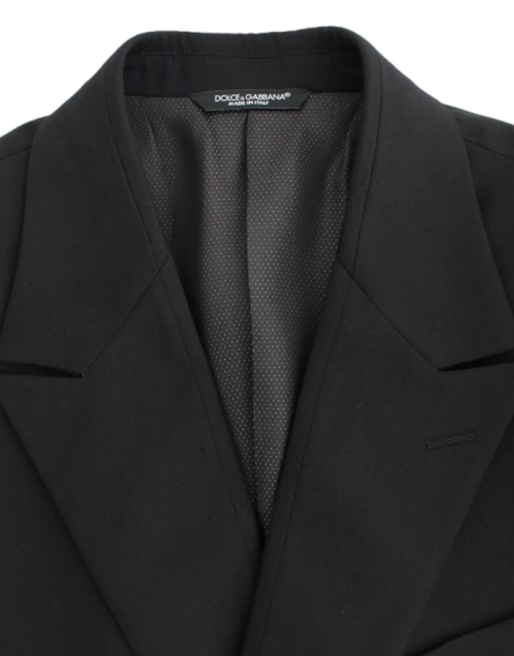 Dolce & Gabbana blazer noir en laine coupe slim avec doublure intérieure texturée