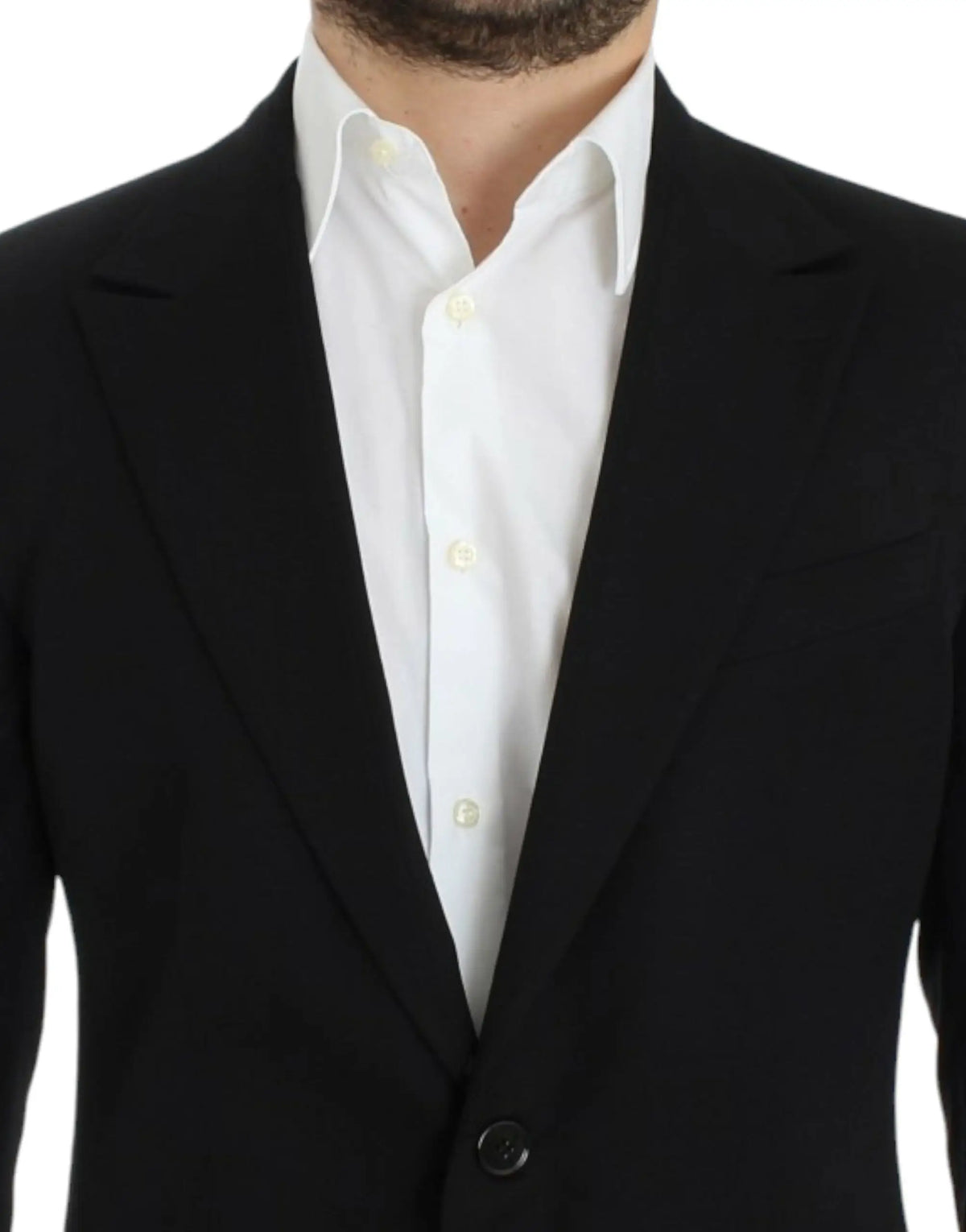 Dolce & gabbana blazer noir en laine ajusté avec col cranté et fermeture à un bouton