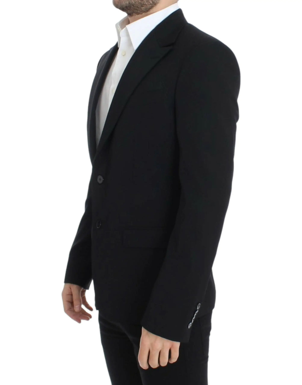 Blazer slim noir en laine dolce & gabbana avec fermeture à deux boutons et revers crantés classiques