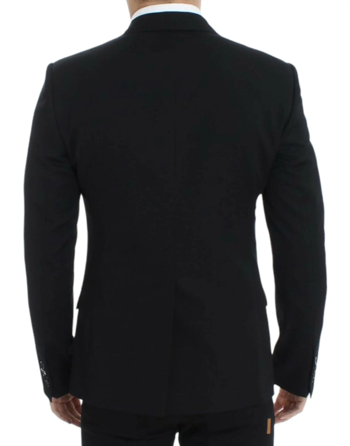 Veste blazer noire dolce gabbana en laine slim fit avec texture subtile et surpiqûres contrastantes