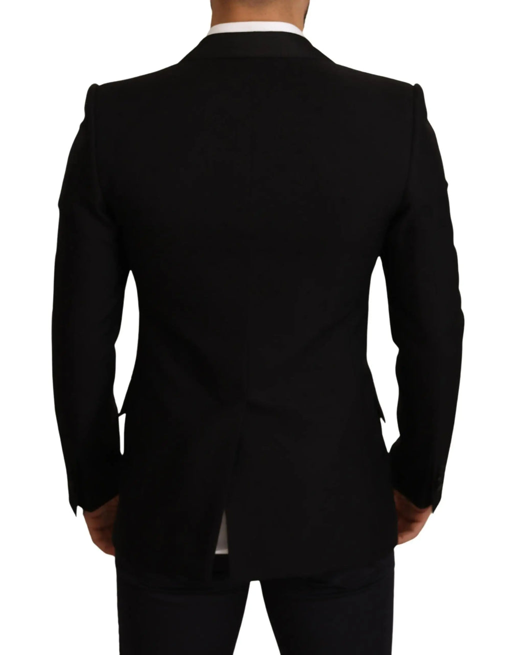 Veste blazer slim fit noire en laine dolce & gabbana avec col cranté et coupe formelle épurée