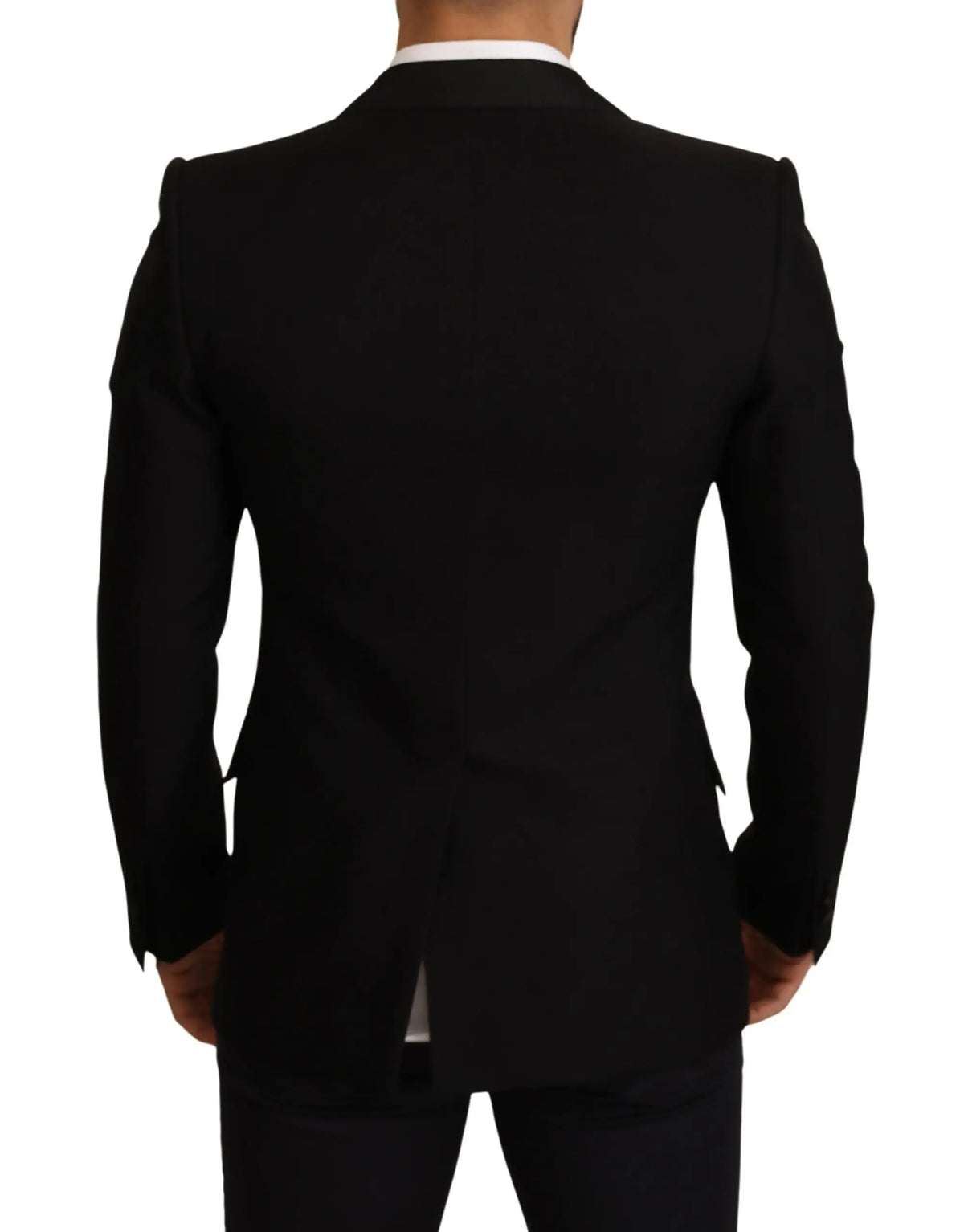 Veste blazer slim fit noire en laine dolce & gabbana avec col cranté et coupe formelle épurée