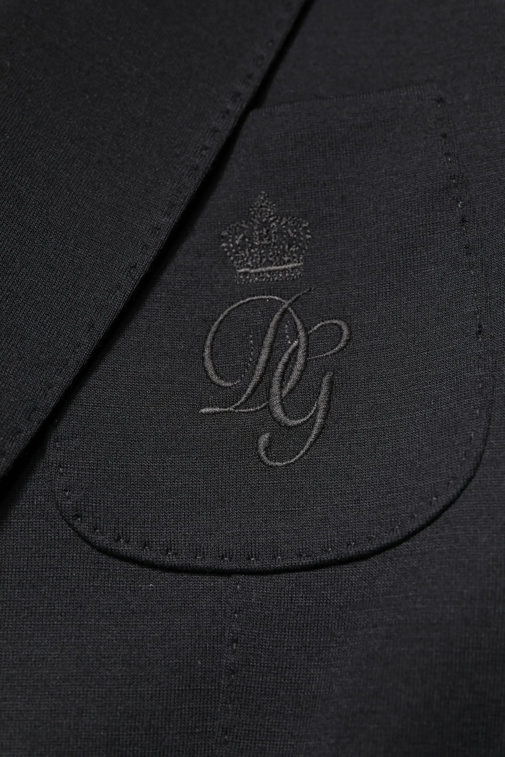 Poche en lin noire avec monogramme dg brodé subtil et couronne sur veste dolce gabbana noir en laine slim fit