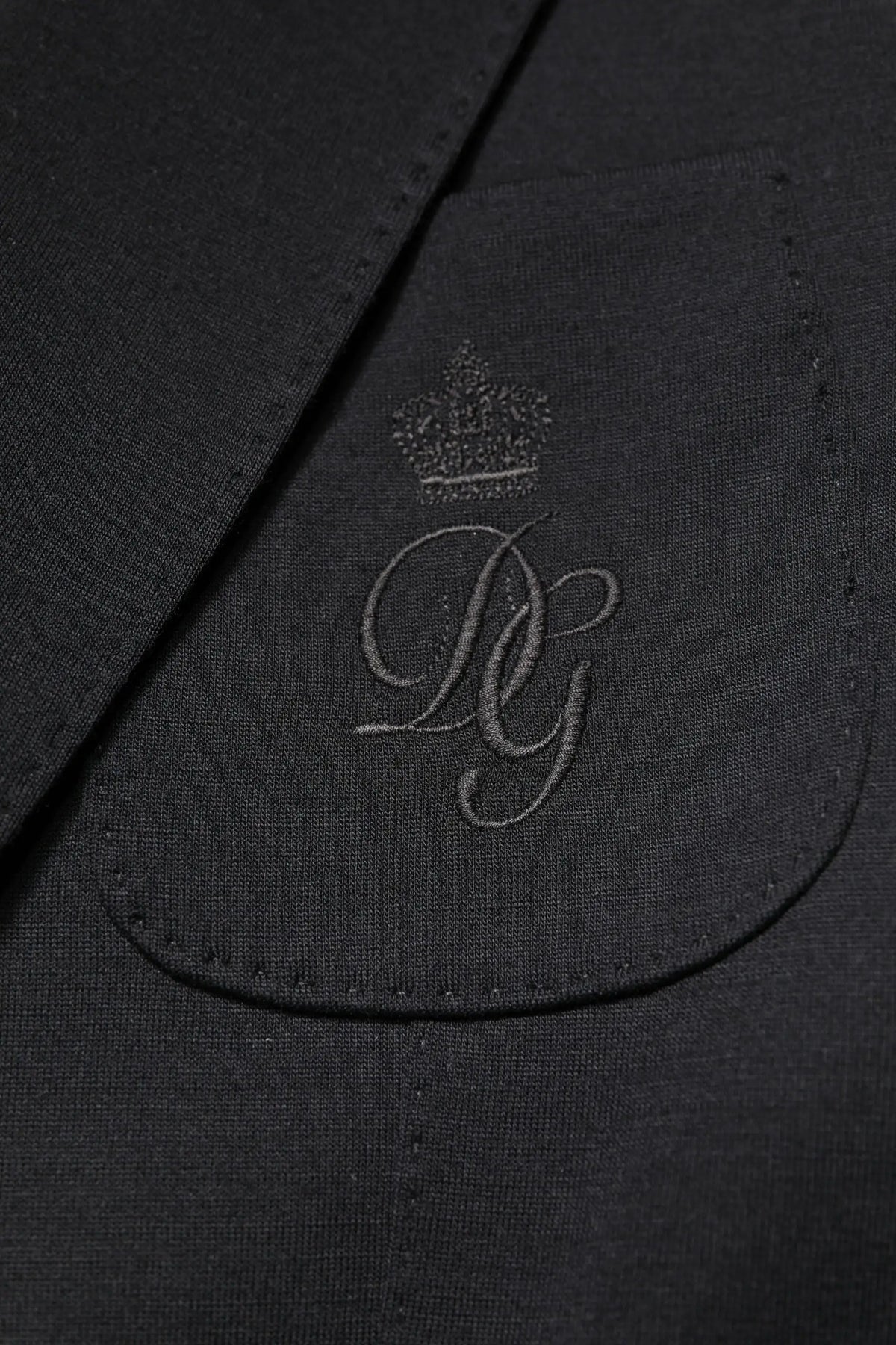 Poche en lin noire avec monogramme dg brodé subtil et couronne sur veste dolce gabbana noir en laine slim fit