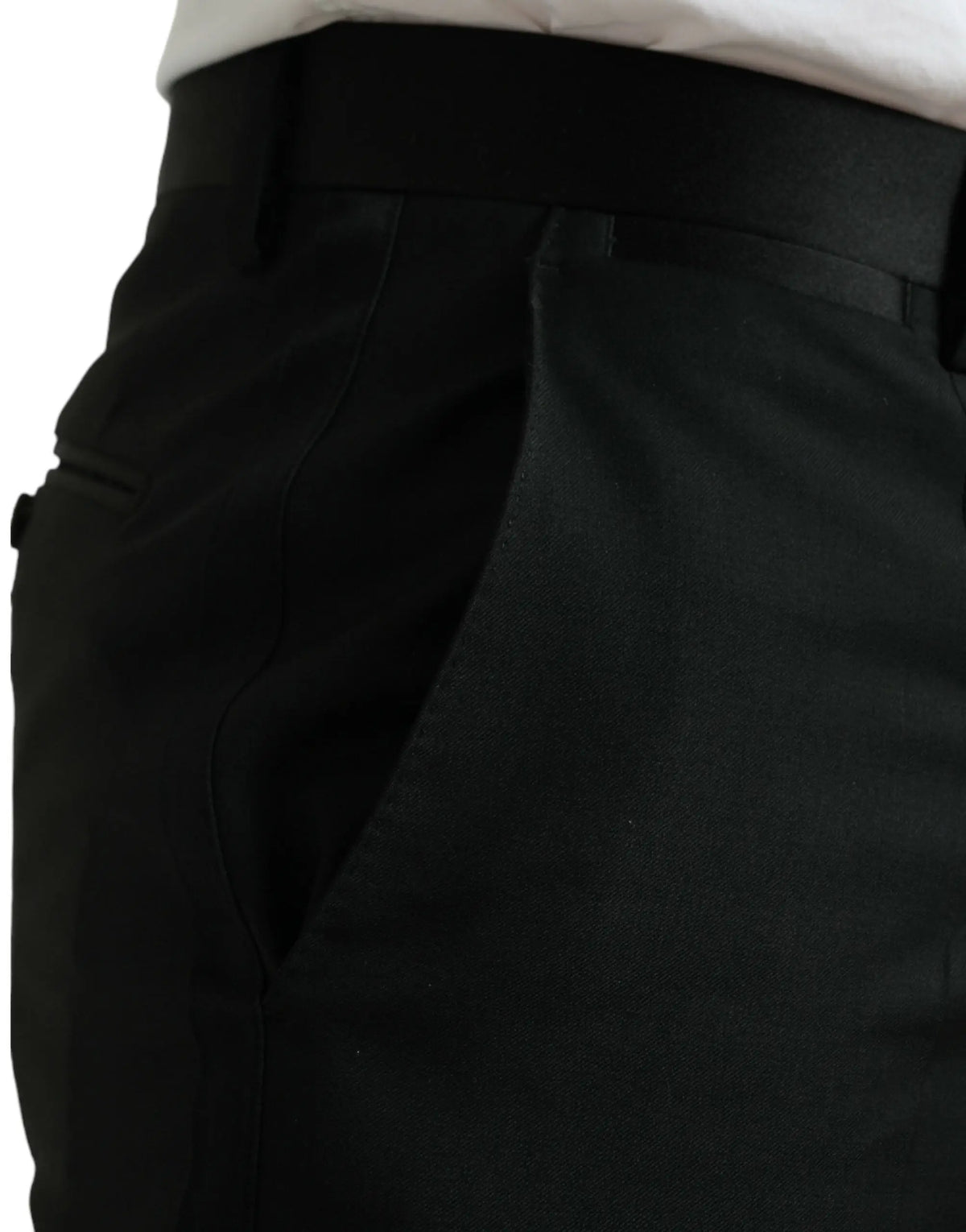 Pantalon droit noir dolce & gabbana en laine coupe slim tissu structuré et coutures nettes pour tenue formelle