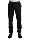 Pantalon habillé dolce & gabbana noir en laine coupe slim avec ceinture assortie et coupe droite élégante