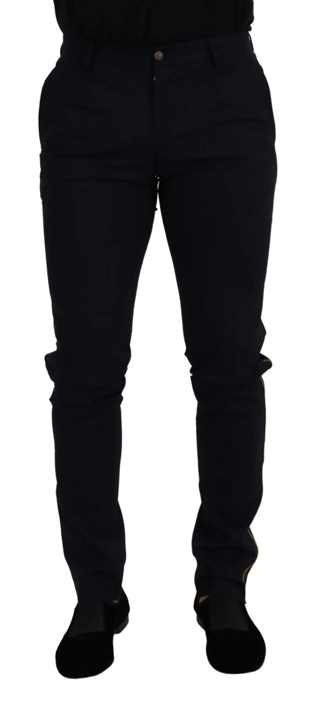 Pantalon formel slim noir dolce gabbana en laine avec texture subtile et design classique