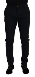 Pantalon formel slim noir dolce gabbana en laine avec texture subtile et design classique