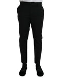 Pantalon de costume noir dolce & gabbana en laine slim fit avec coupe ajustée et plis discrets le long des jambes