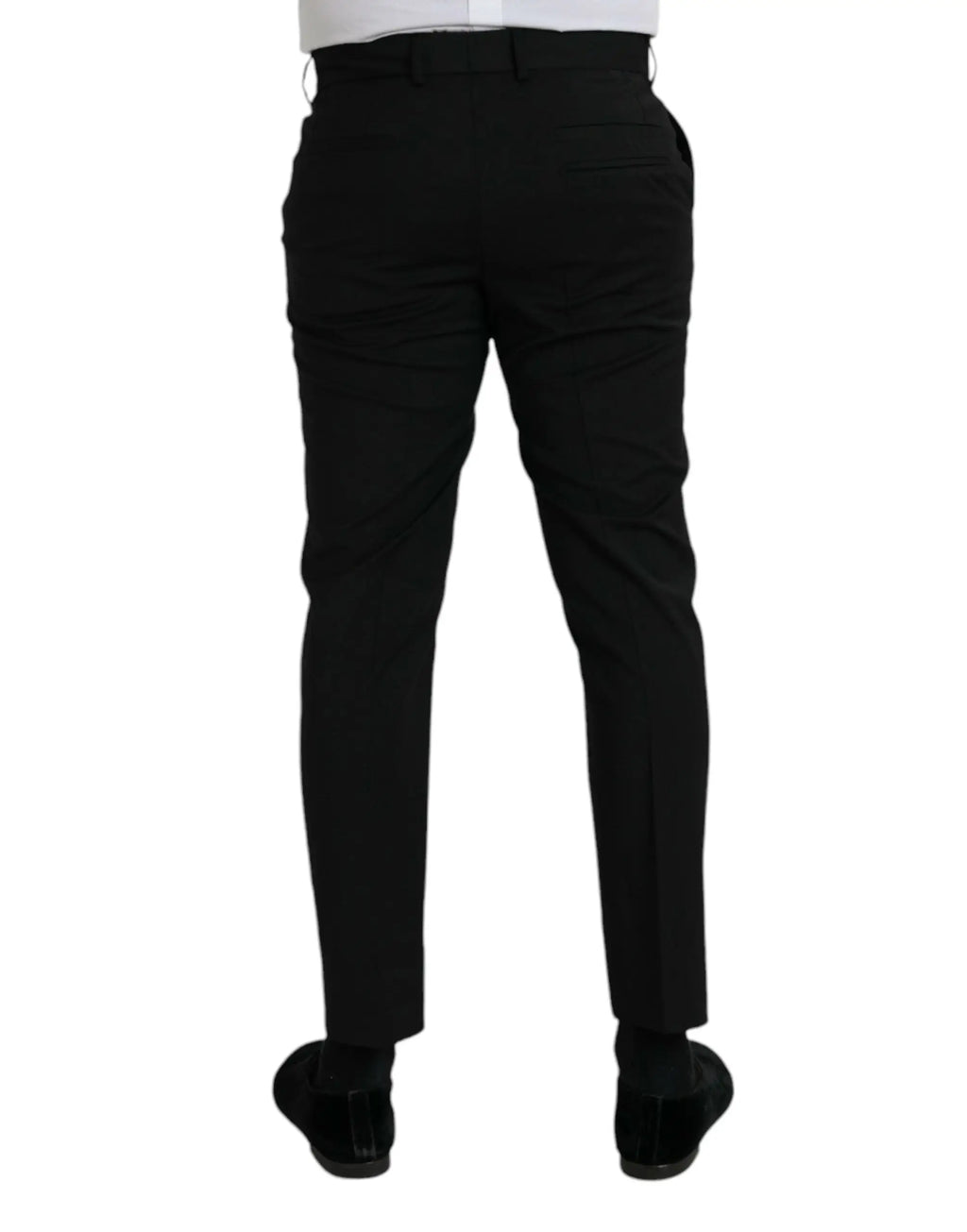 Pantalon noir slim fit en laine dolce & gabbana avec coupe élégante et plis subtils pour un style formel