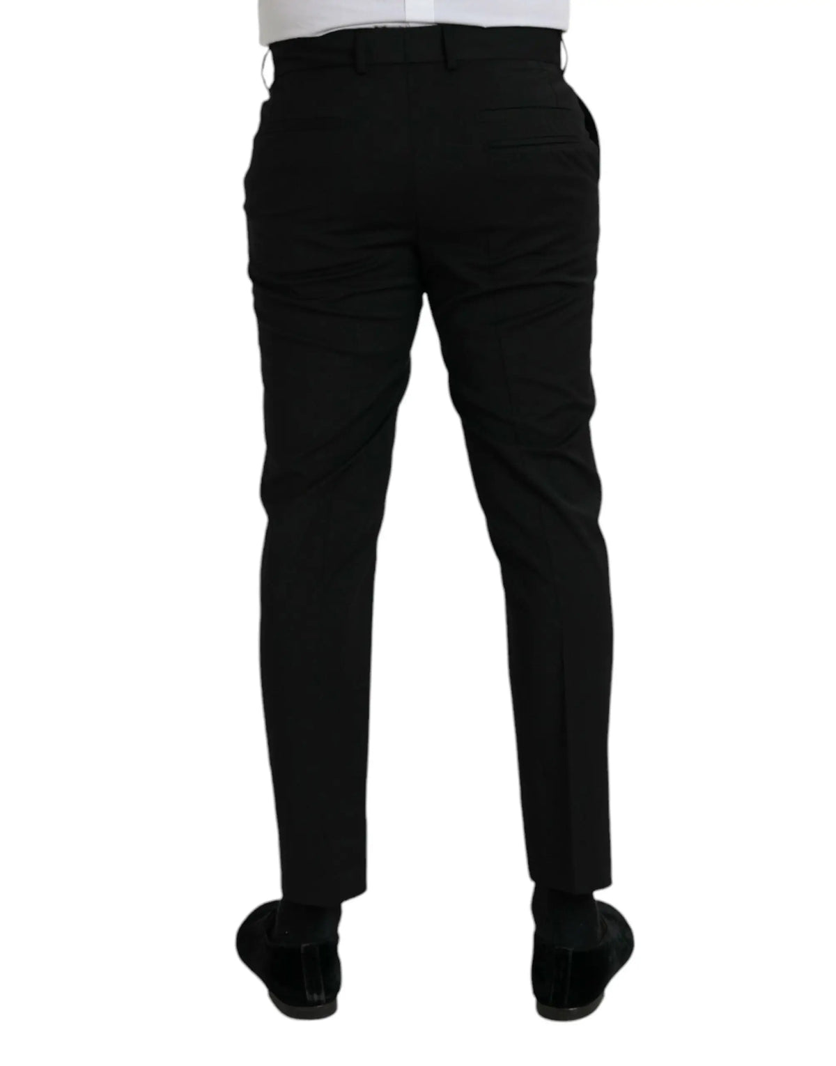 Pantalon noir slim fit en laine dolce & gabbana avec coupe élégante et plis subtils pour un style formel