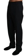 Pantalon habillé dolce gabbana en laine noire stretch avec coupe droite élégante et plis discrets à la taille