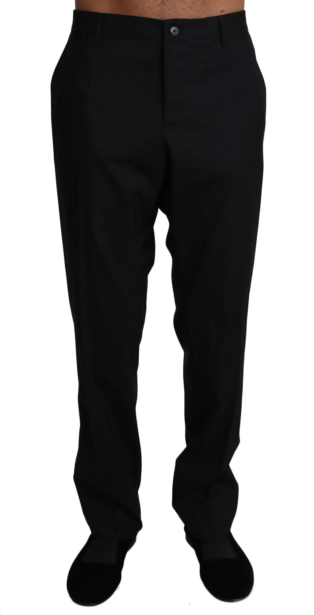 Pantalon noir dolce gabbana en laine stretch avec coupe droite élégante et texture subtile pour costume formel