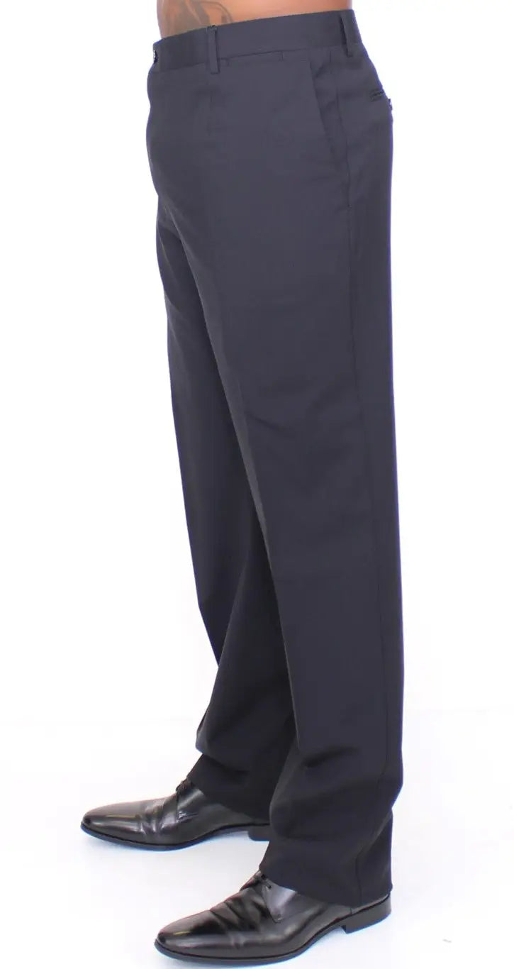 Pantalon noir dolce & gabbana en laine stretch avec plis et coupe droite élégante