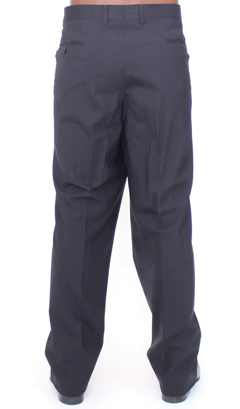 Pantalon noir dolce & gabbana en laine stretch avec coupe ajustée et plis subtils sur le devant